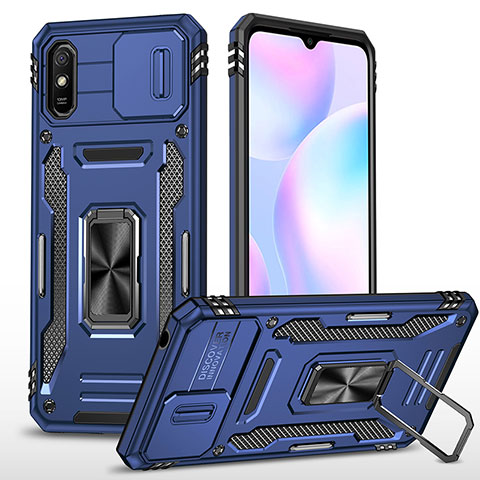 Xiaomi Redmi 9A用ハイブリットバンパーケース プラスチック アンド指輪 マグネット式 MQ4 Xiaomi ネイビー