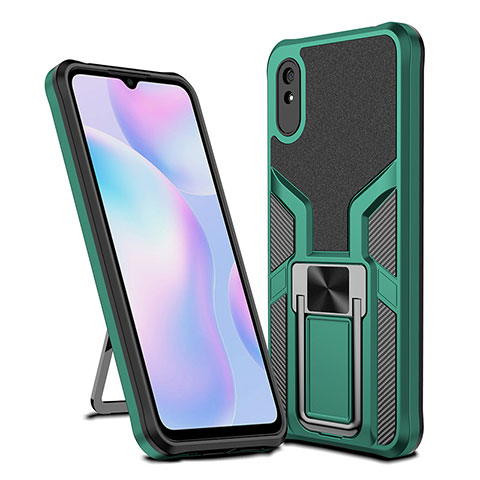 Xiaomi Redmi 9A用ハイブリットバンパーケース プラスチック アンド指輪 マグネット式 ZL1 Xiaomi グリーン