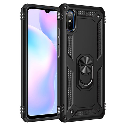 Xiaomi Redmi 9A用ハイブリットバンパーケース プラスチック アンド指輪 マグネット式 MQ3 Xiaomi ブラック