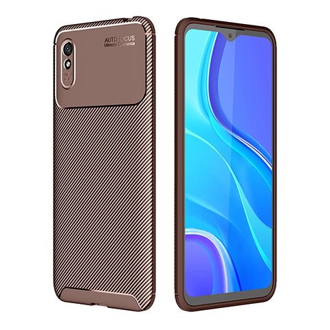 Xiaomi Redmi 9A用シリコンケース ソフトタッチラバー ツイル カバー S01 Xiaomi ブラウン