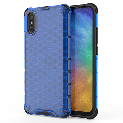 Xiaomi Redmi 9A用360度 フルカバー ハイブリットバンパーケース クリア透明 プラスチック カバー AM1 Xiaomi ネイビー