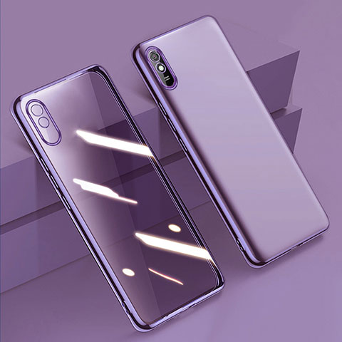 Xiaomi Redmi 9A用極薄ソフトケース シリコンケース 耐衝撃 全面保護 クリア透明 H01 Xiaomi パープル