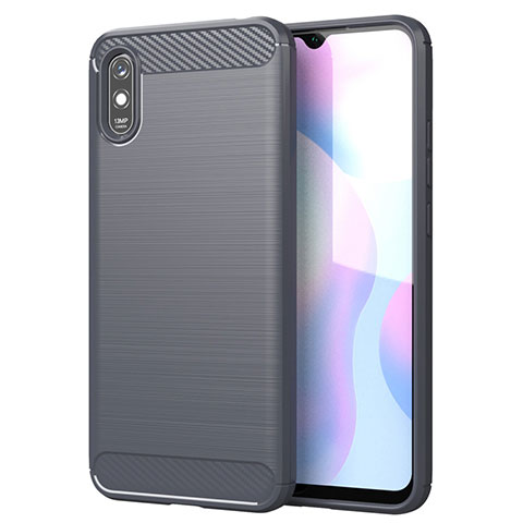 Xiaomi Redmi 9AT用シリコンケース ソフトタッチラバー ライン カバー Xiaomi グレー