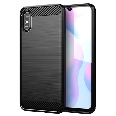 Xiaomi Redmi 9AT用シリコンケース ソフトタッチラバー ライン カバー Xiaomi ブラック