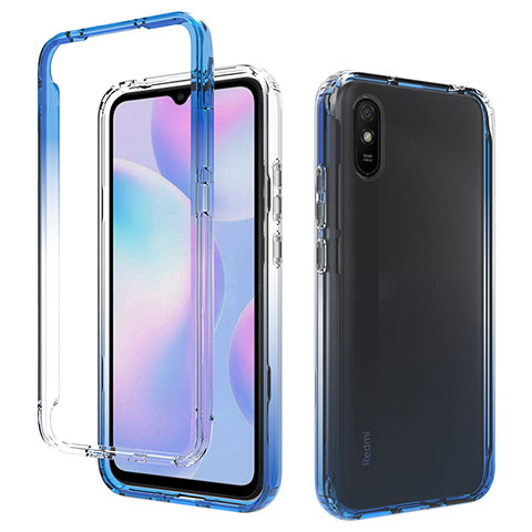 Xiaomi Redmi 9AT用前面と背面 360度 フルカバー 極薄ソフトケース シリコンケース 耐衝撃 全面保護 バンパー 勾配色 透明 Xiaomi ネイビー