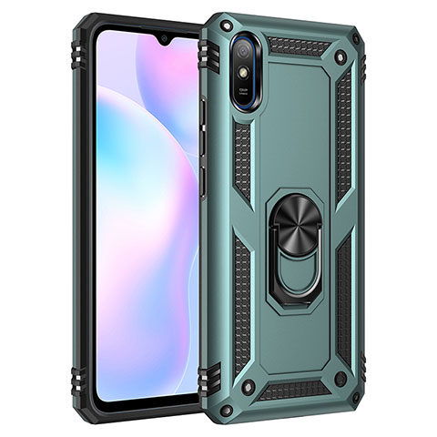 Xiaomi Redmi 9AT用ハイブリットバンパーケース プラスチック アンド指輪 マグネット式 MQ3 Xiaomi グリーン