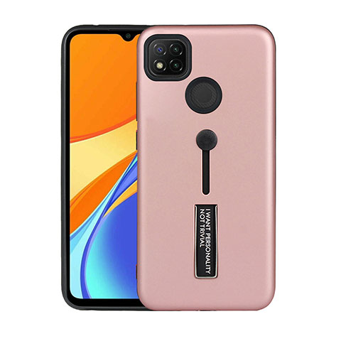 Xiaomi Redmi 9C用ハイブリットバンパーケース スタンド プラスチック 兼シリコーン カバー A03 Xiaomi ローズゴールド