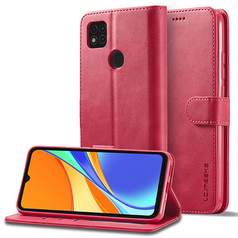 Xiaomi Redmi 9C用手帳型 レザーケース スタンド カバー LC2 Xiaomi ローズレッド