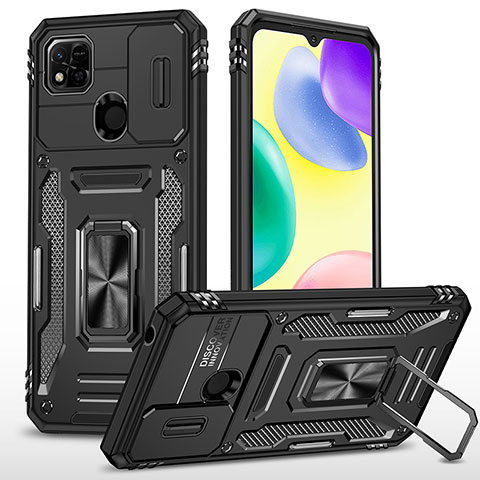 Xiaomi Redmi 9C用ハイブリットバンパーケース プラスチック アンド指輪 マグネット式 MQ4 Xiaomi ブラック