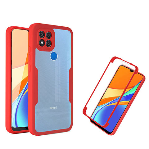 Xiaomi Redmi 9C用360度 フルカバー ハイブリットバンパーケース クリア透明 プラスチック カバー MJ1 Xiaomi レッド