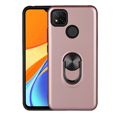 Xiaomi Redmi 9C NFC用ハイブリットバンパーケース プラスチック アンド指輪 マグネット式 S02 Xiaomi ローズゴールド