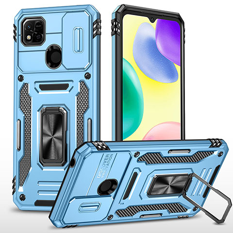 Xiaomi Redmi 9C NFC用ハイブリットバンパーケース プラスチック アンド指輪 マグネット式 MQ4 Xiaomi ブルー