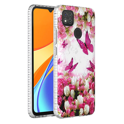 Xiaomi Redmi 9C NFC用シリコンケース ソフトタッチラバー バタフライ パターン カバー Y04B Xiaomi レッド