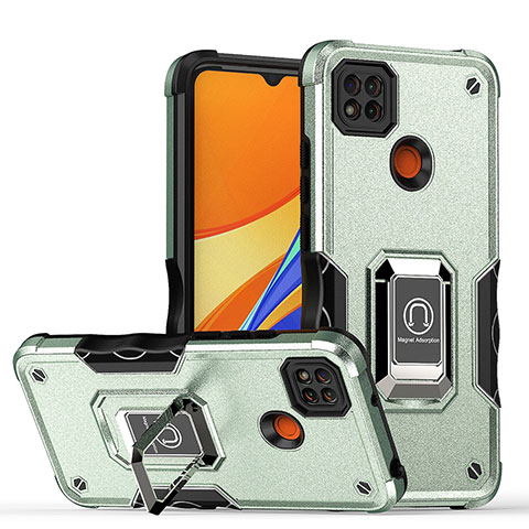 Xiaomi Redmi 9C NFC用ハイブリットバンパーケース プラスチック アンド指輪 マグネット式 QW1 Xiaomi ライトグリーン