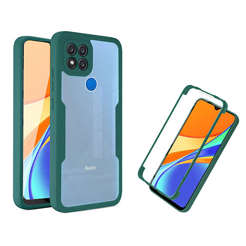 Xiaomi Redmi 9C NFC用360度 フルカバー ハイブリットバンパーケース クリア透明 プラスチック カバー MJ1 Xiaomi グリーン