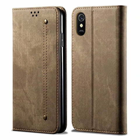 Xiaomi Redmi 9i用手帳型 布 スタンド H01 Xiaomi カーキ色