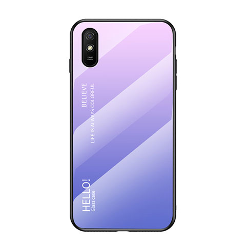 Xiaomi Redmi 9i用ハイブリットバンパーケース プラスチック 鏡面 虹 グラデーション 勾配色 カバー LS1 Xiaomi ラベンダー