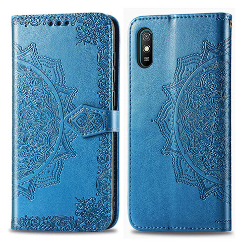 Xiaomi Redmi 9i用手帳型 レザーケース スタンド パターン カバー Xiaomi ネイビー