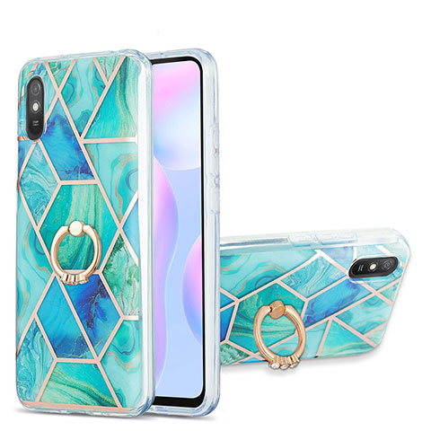 Xiaomi Redmi 9i用シリコンケース ソフトタッチラバー バタフライ パターン カバー アンド指輪 Y01B Xiaomi グリーン