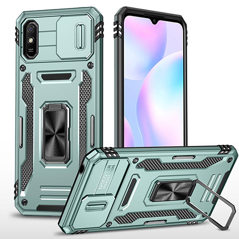 Xiaomi Redmi 9i用ハイブリットバンパーケース プラスチック アンド指輪 マグネット式 MQ4 Xiaomi ライトグリーン