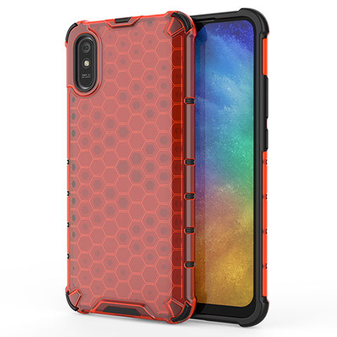 Xiaomi Redmi 9i用360度 フルカバー ハイブリットバンパーケース クリア透明 プラスチック カバー AM1 Xiaomi レッド