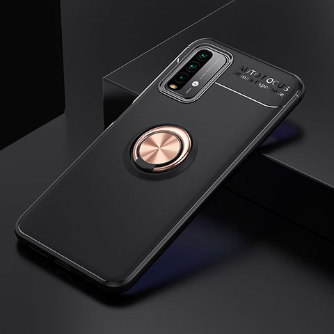 Xiaomi Redmi 9T 4G用極薄ソフトケース シリコンケース 耐衝撃 全面保護 アンド指輪 マグネット式 バンパー SD2 Xiaomi ゴールド・ブラック