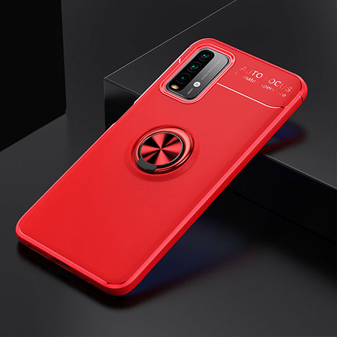 Xiaomi Redmi 9T 4G用極薄ソフトケース シリコンケース 耐衝撃 全面保護 アンド指輪 マグネット式 バンパー SD2 Xiaomi レッド