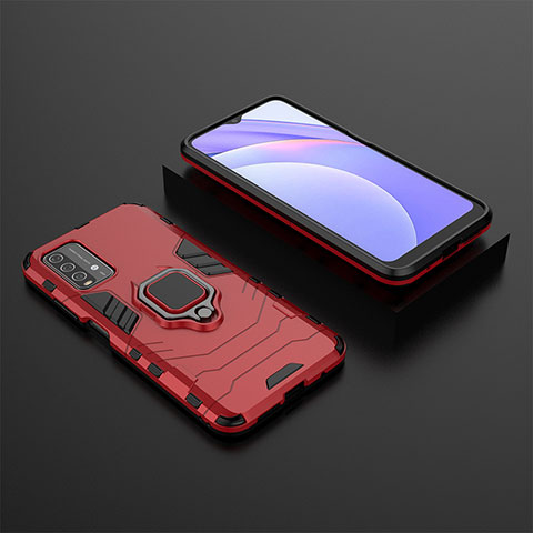 Xiaomi Redmi 9T 4G用ハイブリットバンパーケース プラスチック アンド指輪 マグネット式 Xiaomi レッド