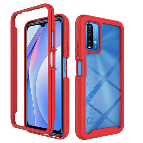 Xiaomi Redmi 9T 4G用360度 フルカバー ハイブリットバンパーケース クリア透明 プラスチック カバー ZJ4 Xiaomi レッド