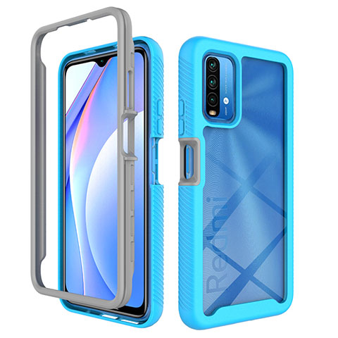 Xiaomi Redmi 9T 4G用360度 フルカバー ハイブリットバンパーケース クリア透明 プラスチック カバー ZJ4 Xiaomi ブルー