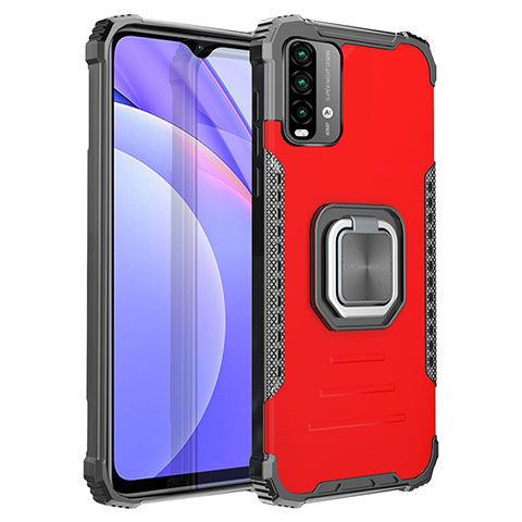 Xiaomi Redmi 9T 4G用ハイブリットバンパーケース プラスチック アンド指輪 マグネット式 ZJ2 Xiaomi レッド