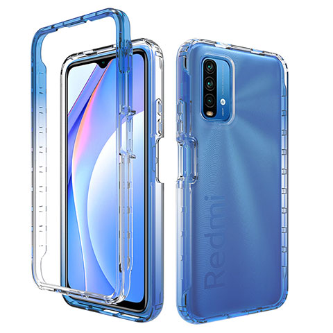 Xiaomi Redmi 9T 4G用前面と背面 360度 フルカバー 極薄ソフトケース シリコンケース 耐衝撃 全面保護 バンパー 勾配色 透明 Xiaomi ネイビー