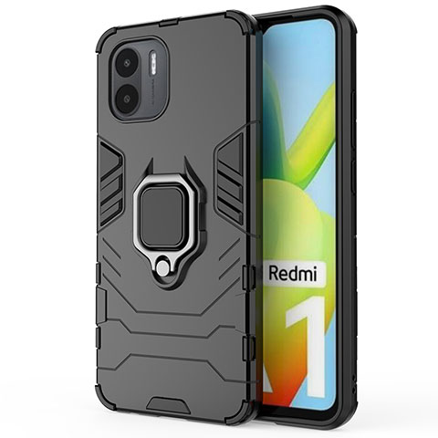 Xiaomi Redmi A2用ハイブリットバンパーケース プラスチック アンド指輪 マグネット式 KC1 Xiaomi ブラック