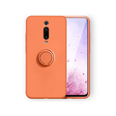 Xiaomi Redmi K20 Pro用極薄ソフトケース シリコンケース 耐衝撃 全面保護 アンド指輪 マグネット式 バンパー T07 Xiaomi オレンジ