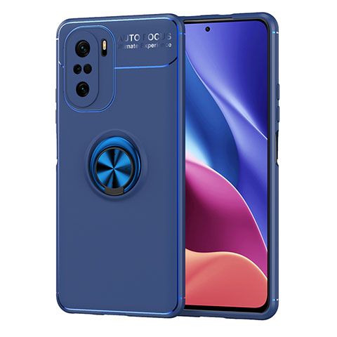 Xiaomi Redmi K40 Pro 5G用極薄ソフトケース シリコンケース 耐衝撃 全面保護 アンド指輪 マグネット式 バンパー SD1 Xiaomi ネイビー