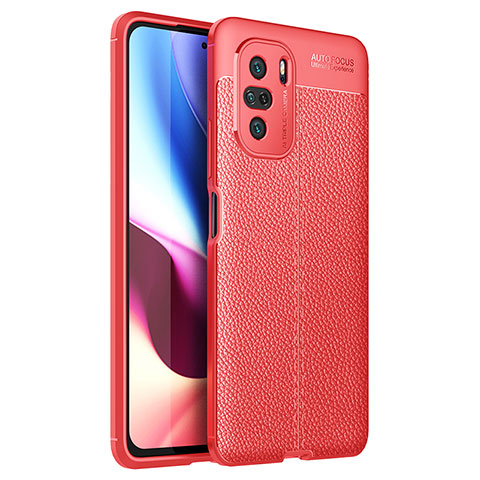 Xiaomi Redmi K40 Pro 5G用シリコンケース ソフトタッチラバー レザー柄 カバー Xiaomi レッド