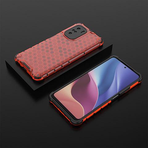 Xiaomi Redmi K40 Pro+ Plus 5G用360度 フルカバー ハイブリットバンパーケース クリア透明 プラスチック カバー AM2 Xiaomi レッド