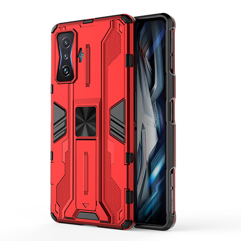 Xiaomi Redmi K50 Gaming AMG F1 5G用ハイブリットバンパーケース スタンド プラスチック 兼シリコーン カバー マグネット式 KC1 Xiaomi レッド