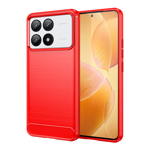 Xiaomi Redmi K70 5G用シリコンケース ソフトタッチラバー ライン カバー Xiaomi レッド