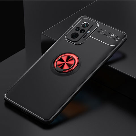 Xiaomi Redmi Note 10 Pro 4G用極薄ソフトケース シリコンケース 耐衝撃 全面保護 アンド指輪 マグネット式 バンパー SD2 Xiaomi レッド・ブラック