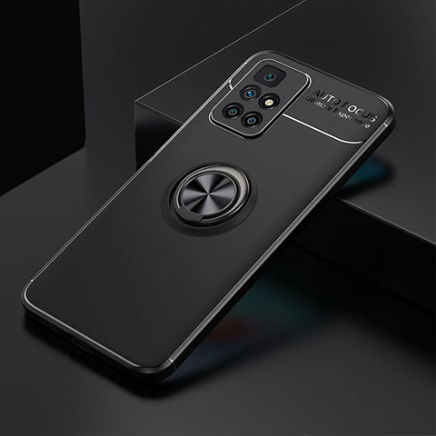 Xiaomi Redmi Note 11 4G (2021)用極薄ソフトケース シリコンケース 耐衝撃 全面保護 アンド指輪 マグネット式 バンパー SD2 Xiaomi ブラック