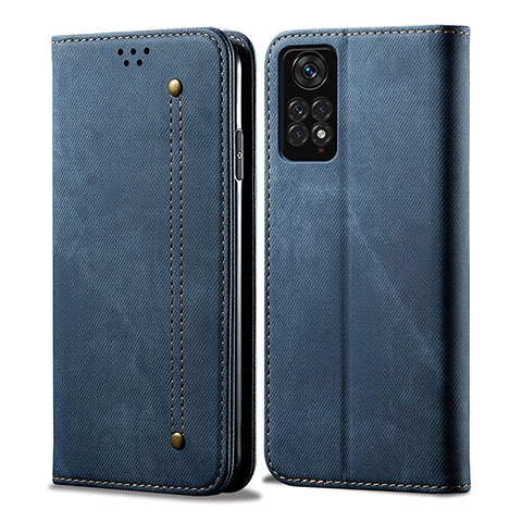 Xiaomi Redmi Note 11 4G (2022)用手帳型 布 スタンド Xiaomi ネイビー