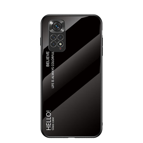 Xiaomi Redmi Note 11 4G (2022)用ハイブリットバンパーケース プラスチック 鏡面 虹 グラデーション 勾配色 カバー LS1 Xiaomi ブラック
