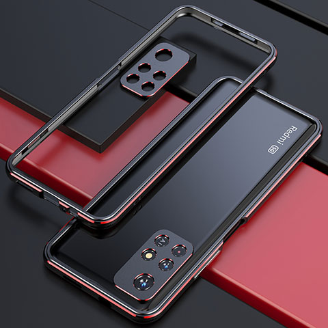 Xiaomi Redmi Note 11 5G用ケース 高級感 手触り良い アルミメタル 製の金属製 バンパー カバー S02 Xiaomi レッド・ブラック