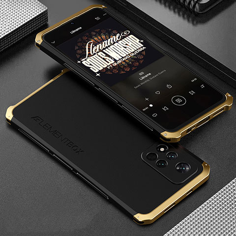Xiaomi Redmi Note 11 Pro+ Plus 5G用360度 フルカバー ケース 高級感 手触り良い アルミメタル 製の金属製 Xiaomi ゴールド・ブラック