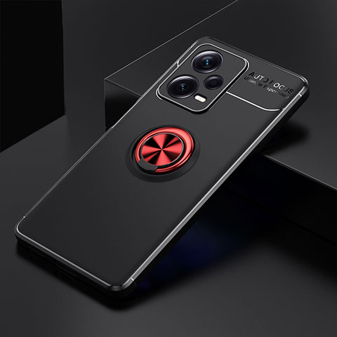 Xiaomi Redmi Note 12 Explorer用極薄ソフトケース シリコンケース 耐衝撃 全面保護 アンド指輪 マグネット式 バンパー SD1 Xiaomi レッド・ブラック