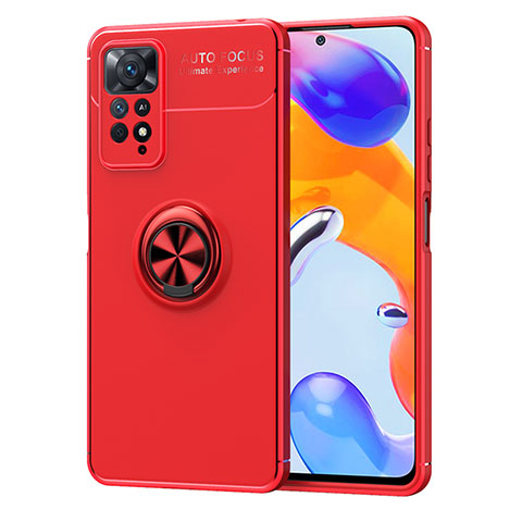 Xiaomi Redmi Note 12 Pro 4G用極薄ソフトケース シリコンケース 耐衝撃 全面保護 アンド指輪 マグネット式 バンパー SD1 Xiaomi レッド