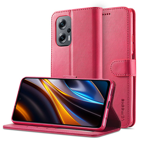 Xiaomi Redmi Note 12T Pro 5G用手帳型 レザーケース スタンド カバー LC2 Xiaomi ローズレッド