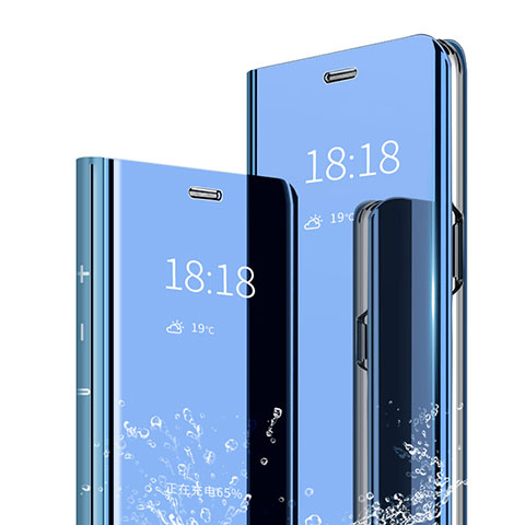 Xiaomi Redmi Note 7用手帳型 レザーケース スタンド 鏡面 カバー Xiaomi ネイビー