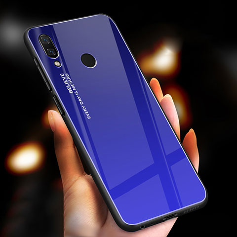 Xiaomi Redmi Note 7用ハイブリットバンパーケース プラスチック 鏡面 虹 グラデーション 勾配色 カバー M01 Xiaomi ネイビー